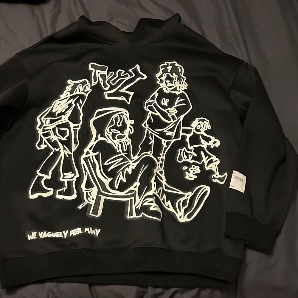 Black Sweatshirt with White Graphic Design